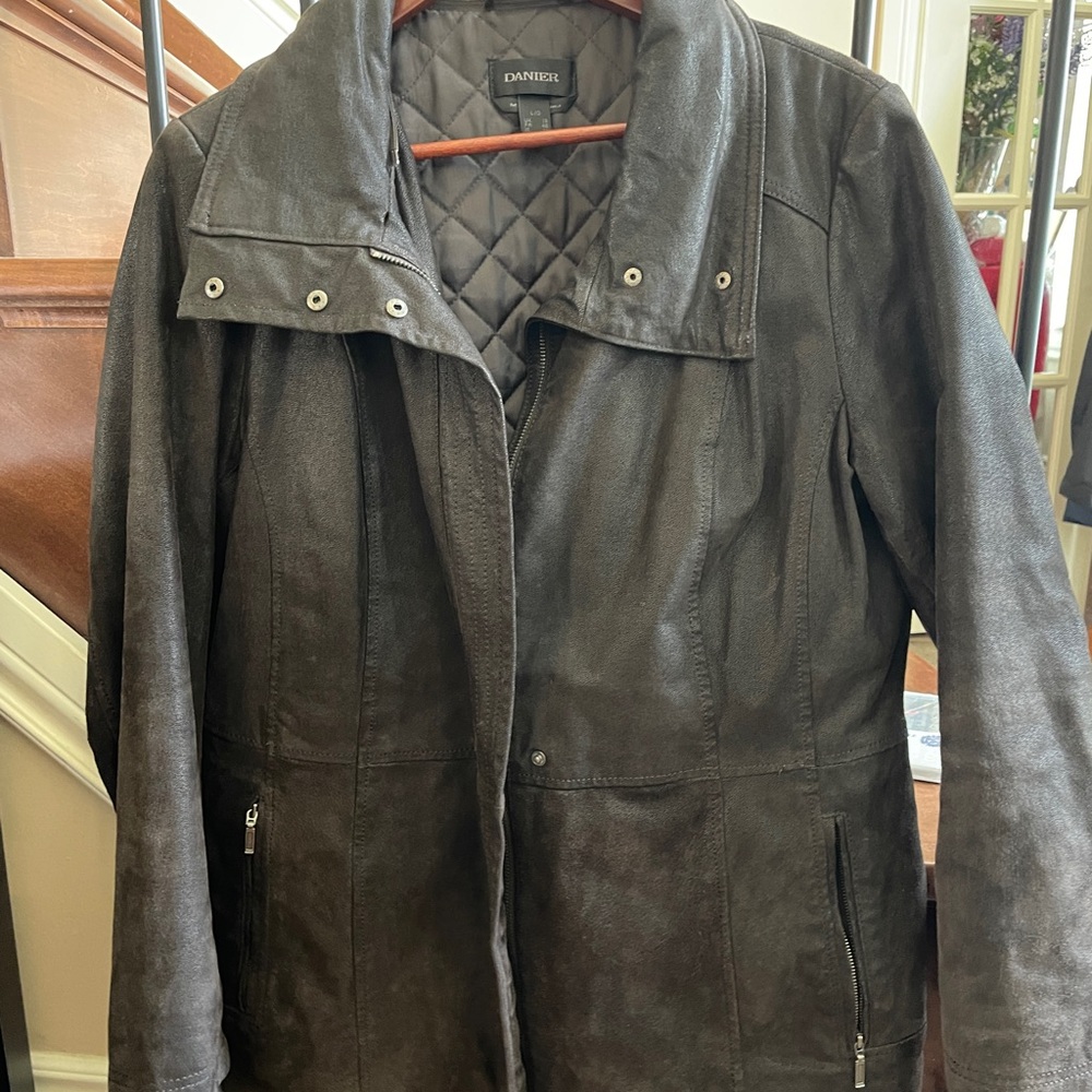 Danier dark brown suede leather jacket fall/winter